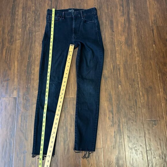 MOTHER Looker Ankle Fray Jeans Blackbird Denim High Waisted Skinny - Picture 14 of 15